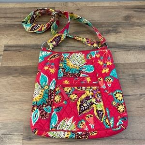Vera Bradley Hadley Pink Floral Rumba Crossbody Triple Zip Hipster Bag